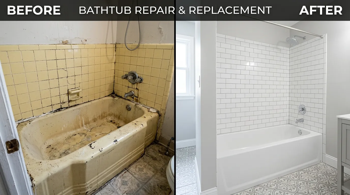 Bathtub Repair and Replacement Before and After - Keep Wich Plumbing Wichita KS
