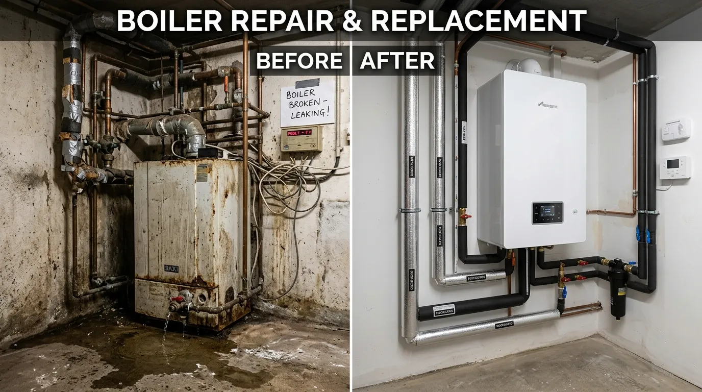 Before and After Boiler Repair and Replacement - Keep Wich Plumbing Wichita KS