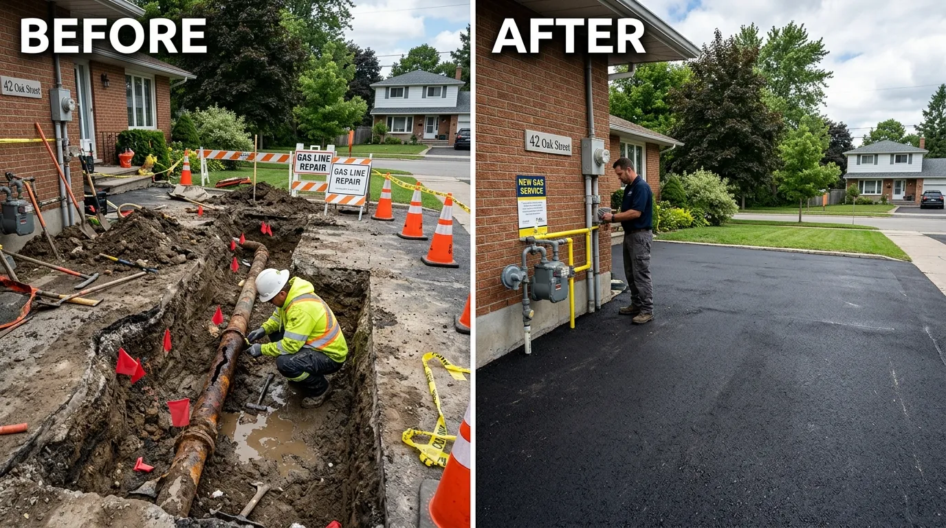 Gas Line Repair and Replacement Before and After Results by Keep Wich Plumbing in Wichita KS showing corroded piping replaced with new code-compliant gas lines