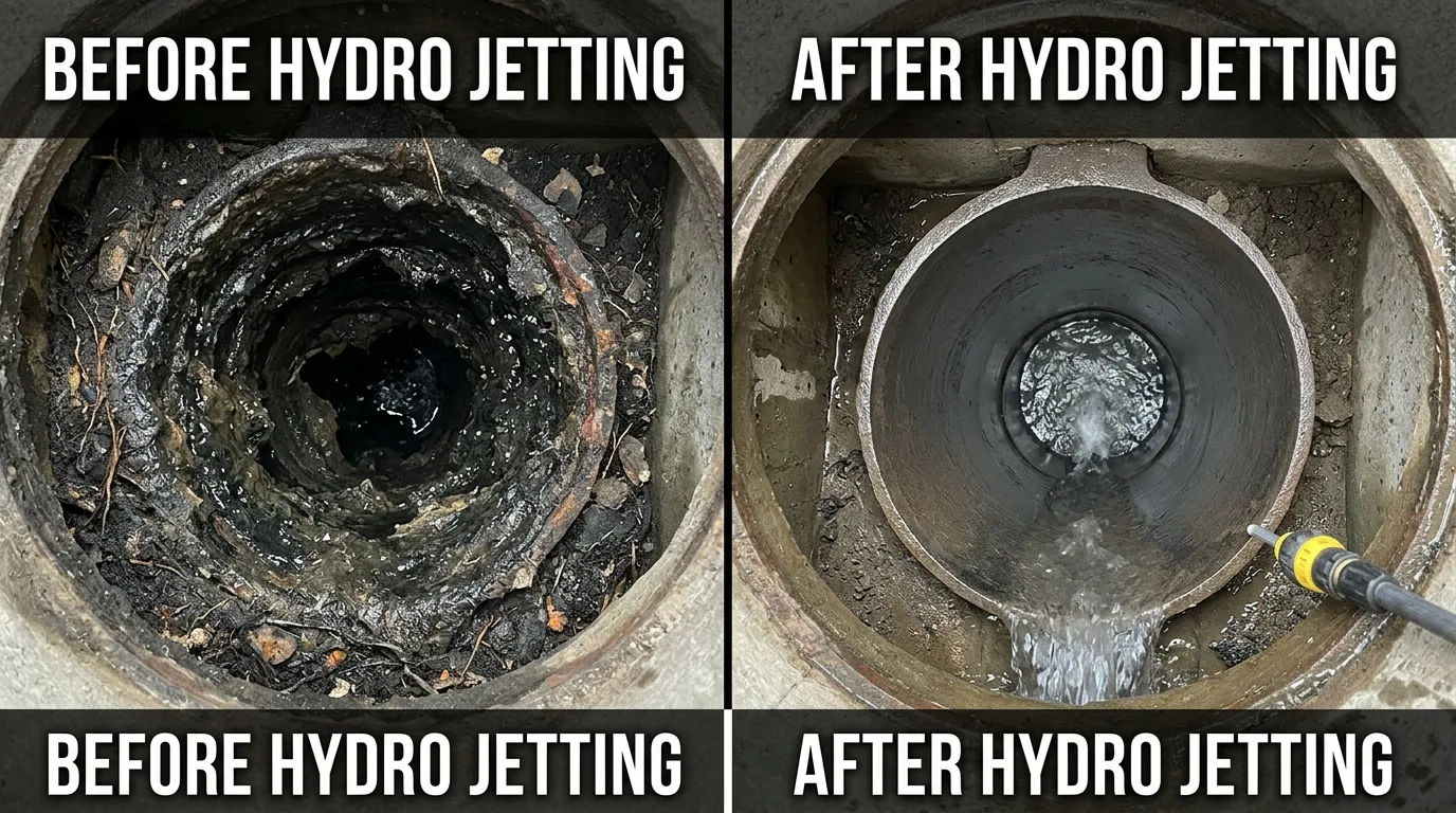 Hydro Jetting Before and After - Sewer Line Cleaning Results by Keep Wich Plumbing in Wichita KS